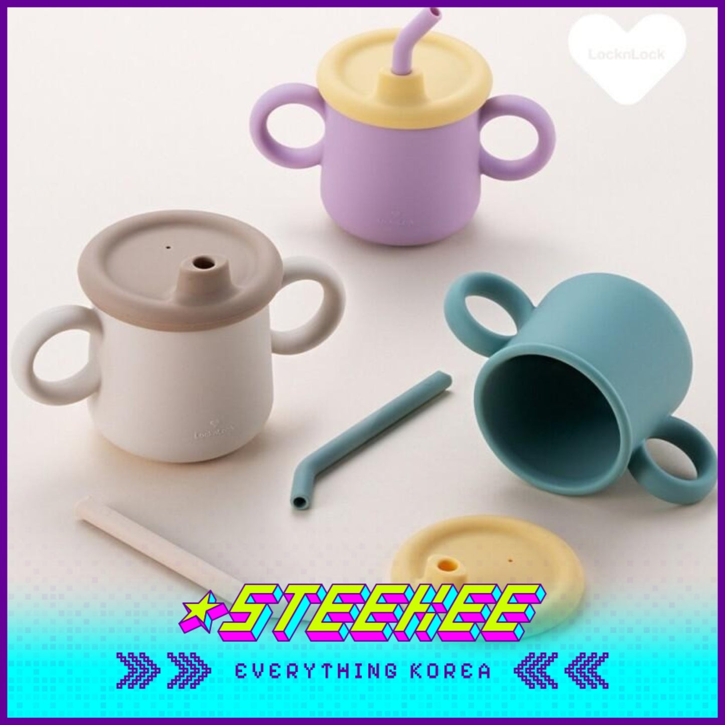 LocknLock Little Luv Silicone Spout Straw Cup 200ml LBB015 by Steekee Korea 4539