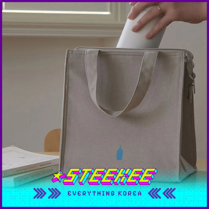 BLUE BOTTLE COFFEE Grey Cotton Cooler Bag Keep Cold Warm by Steekee Korea 2394