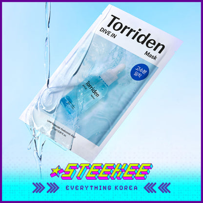 Torriden Dive-In Low Molecular Hyaluronic Acid Moisturising Hydrating Mask 10 Sheets by Steekee Korea 2438