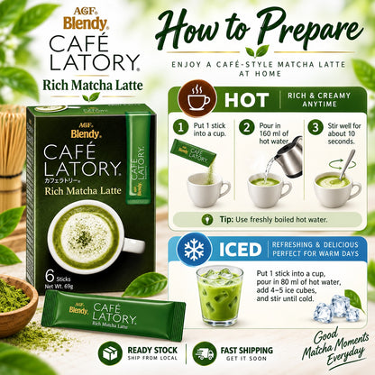AGF Blendy Cafe Latory Rich Matcha Latte 6 Sticks 69g