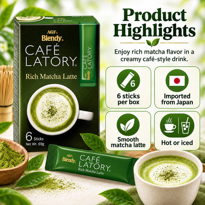 AGF Blendy Cafe Latory Rich Matcha Latte 6 Sticks 69g