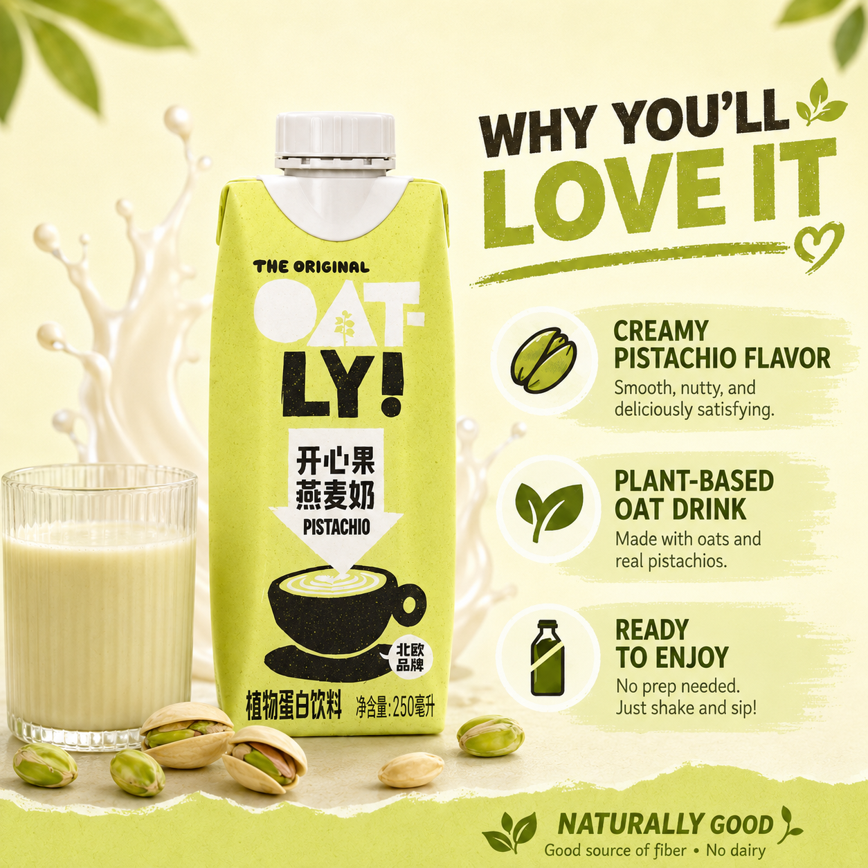 OATLY Pistachio Oat Milk Drink 250ml