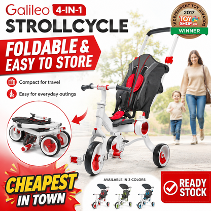Galileo 4-in-1 Strollcycle Foldable Baby Kids Stroller Tricycle