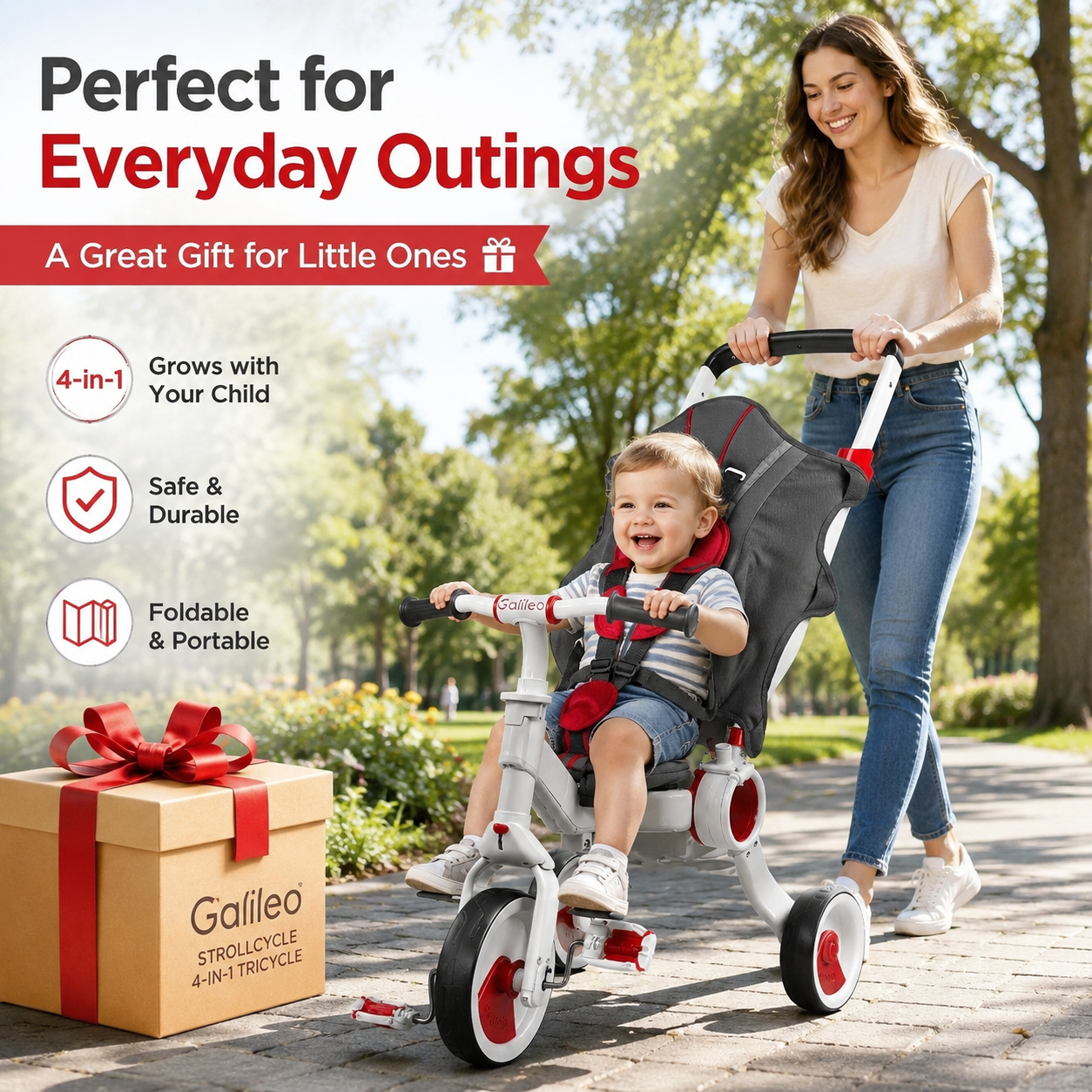 Galileo 4-in-1 Strollcycle Foldable Baby Kids Stroller Tricycle
