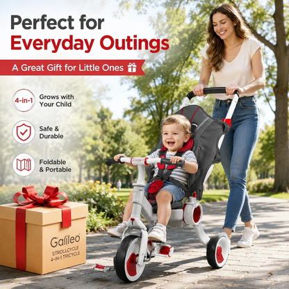 Galileo 4-in-1 Strollcycle Foldable Baby Kids Stroller Tricycle