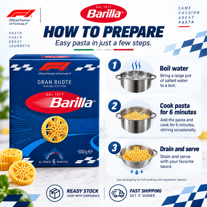 Barilla Gran Ruote Racing Edition F1 Limited Special Edition Italian Wheels Pasta 500g
