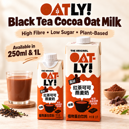 OATLY China Black Tea Cocoa Oat Milk Drink 250ml 1L High Fibre Low Sugar Plant-Based Drink