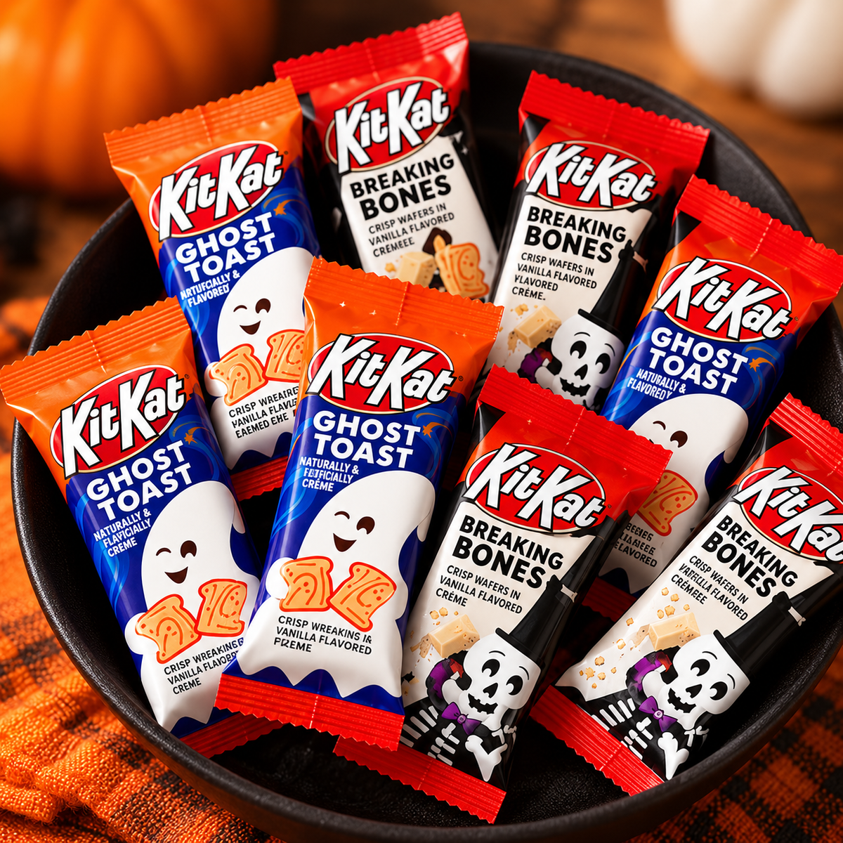 Nestle KitKat Halloween Wafers Ghost Toast and Breaking Bones Creamy Chocolate Candy