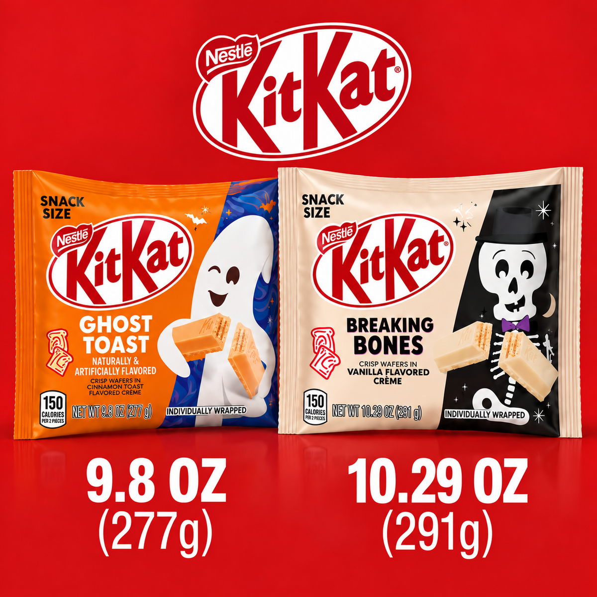 Nestle KitKat Halloween Wafers Ghost Toast and Breaking Bones Creamy Chocolate Candy