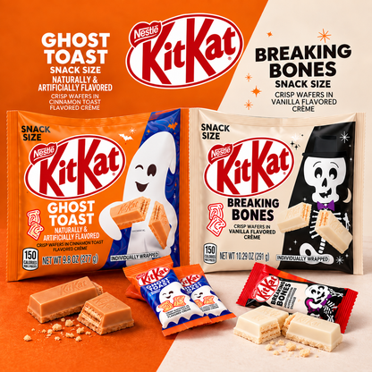 Nestle KitKat Halloween Wafers Ghost Toast and Breaking Bones Creamy Chocolate Candy