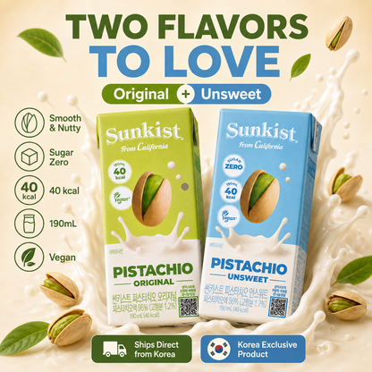 Sunkist Pistachio Milk Drink 190ml Original & Unsweetened by Steekee Korea 5024