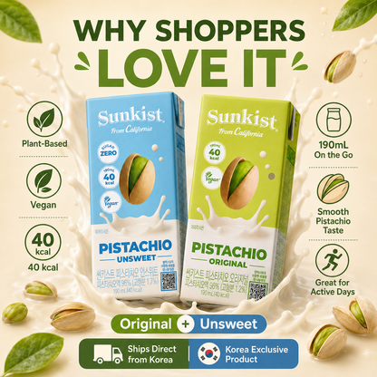 Sunkist Pistachio Milk Drink 190ml Original & Unsweetened by Steekee Korea 5024