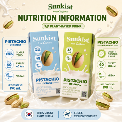 Sunkist Pistachio Milk Drink 190ml Original & Unsweetened by Steekee Korea 5024