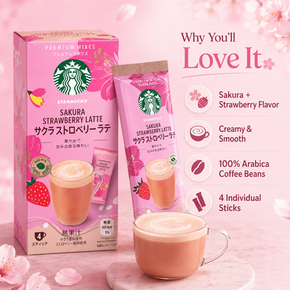 Starbucks Japan Cherry Blossom Sakura Strawberry Latte Premium Instant Coffee Mix