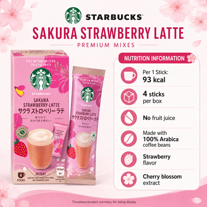 Starbucks Japan Cherry Blossom Sakura Strawberry Latte Premium Instant Coffee Mix