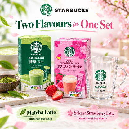 Starbucks Japan Premium Mixes Matcha Latte & Sakura Strawberry Latte Free Mug