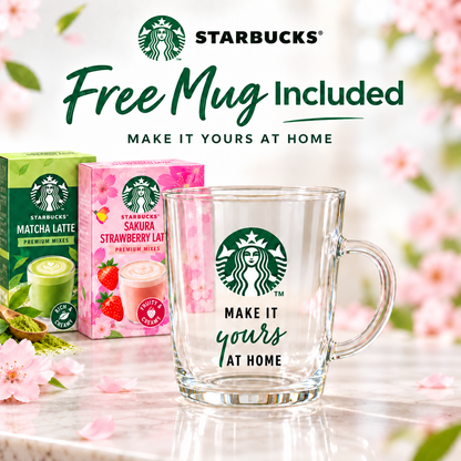 Starbucks Japan Premium Mixes Matcha Latte & Sakura Strawberry Latte Free Mug