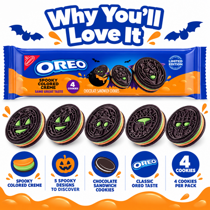 OREO Halloween Green & Orange Creme Sandwich Cookies 4 Per Pack