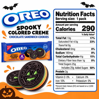 OREO Halloween Green & Orange Creme Sandwich Cookies 4 Per Pack