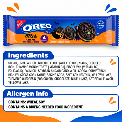 OREO Halloween Green & Orange Creme Sandwich Cookies 4 Per Pack