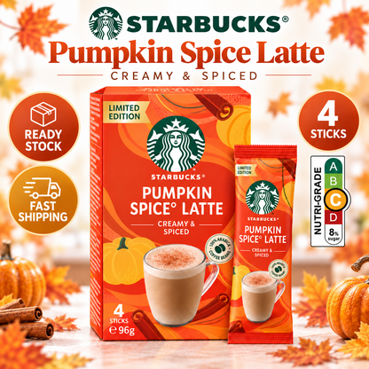 STARBUCKS Pumpkin Spice Latte Creamy & Spiced Instant Coffee 4 Sticks 96g