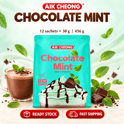 Aik Cheong Malaysia Café Art Chocolate Mint Instant Drink 456g 12 Sachets