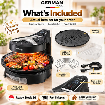 German Pool 360° Auto Rotating Smokeless Electric BBQ Grill