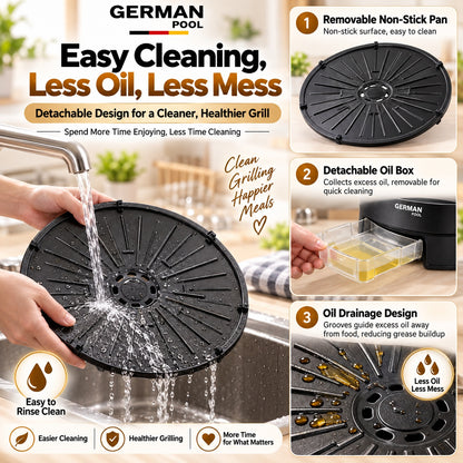 German Pool 360° Auto Rotating Smokeless Electric BBQ Grill