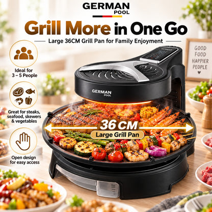German Pool 360° Auto Rotating Smokeless Electric BBQ Grill