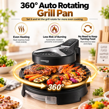 German Pool 360° Auto Rotating Smokeless Electric BBQ Grill