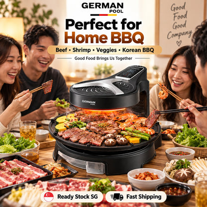 German Pool 360° Auto Rotating Smokeless Electric BBQ Grill