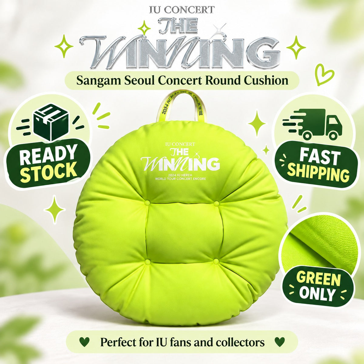 IU The Winning Sangam Seoul Concert Red Green Round Cushion Idols Collectibles by Steekee Korea 2707