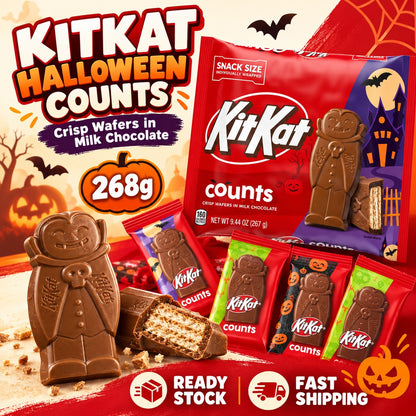 KITKAT Halloween Count Milk Chocolate Wafer Candy Snack 268g Snack Size Individually Wrapped