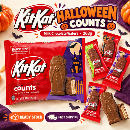 KITKAT Halloween Count Milk Chocolate Wafer Candy Snack 268g Snack Size Individually Wrapped