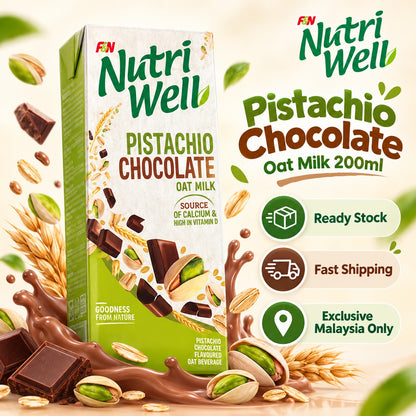 F&N Nutriwell Pistachio Chocolate Oat Milk 200ml Ready-to-Drink Non-Dairy Beverage