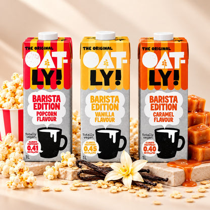 OATLY Barista Edition Flavoured Oat Drink 1L Popcorn Vanilla Caramel Vegan For Coffee Latte