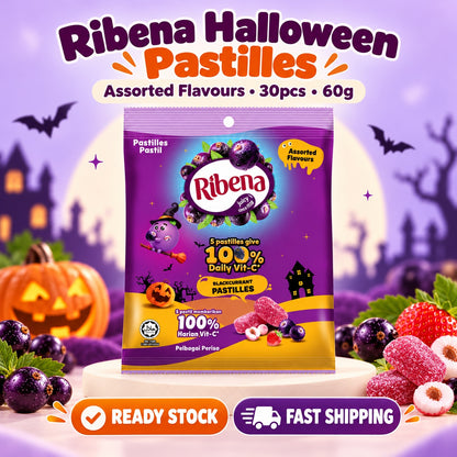 Ribena Halloween Pastilles Assorted Flavours 30pcs 60g Blackcurrent Mixed Berry Gummy Candy Halal