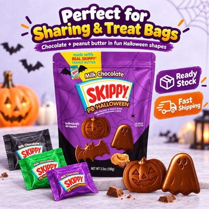 SKIPPY PB Halloween Milk Chocolate Peanut Butter Candy 100g Assorted Halloween Pumpkin Shapes
