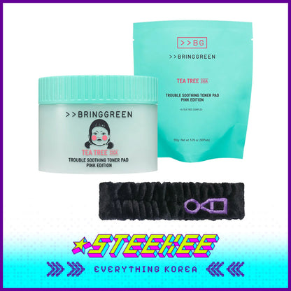 BRING GREEN X Netflix Squid Game Tea Tree Cica Soothing Toner Pads Pink Edition 90 Pieces by Steekee Korea 2451