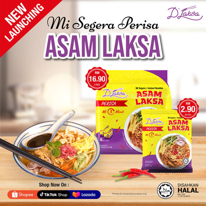 D'Laksa Asam Laksa Instant Noodles 6 Packs 170g Halal