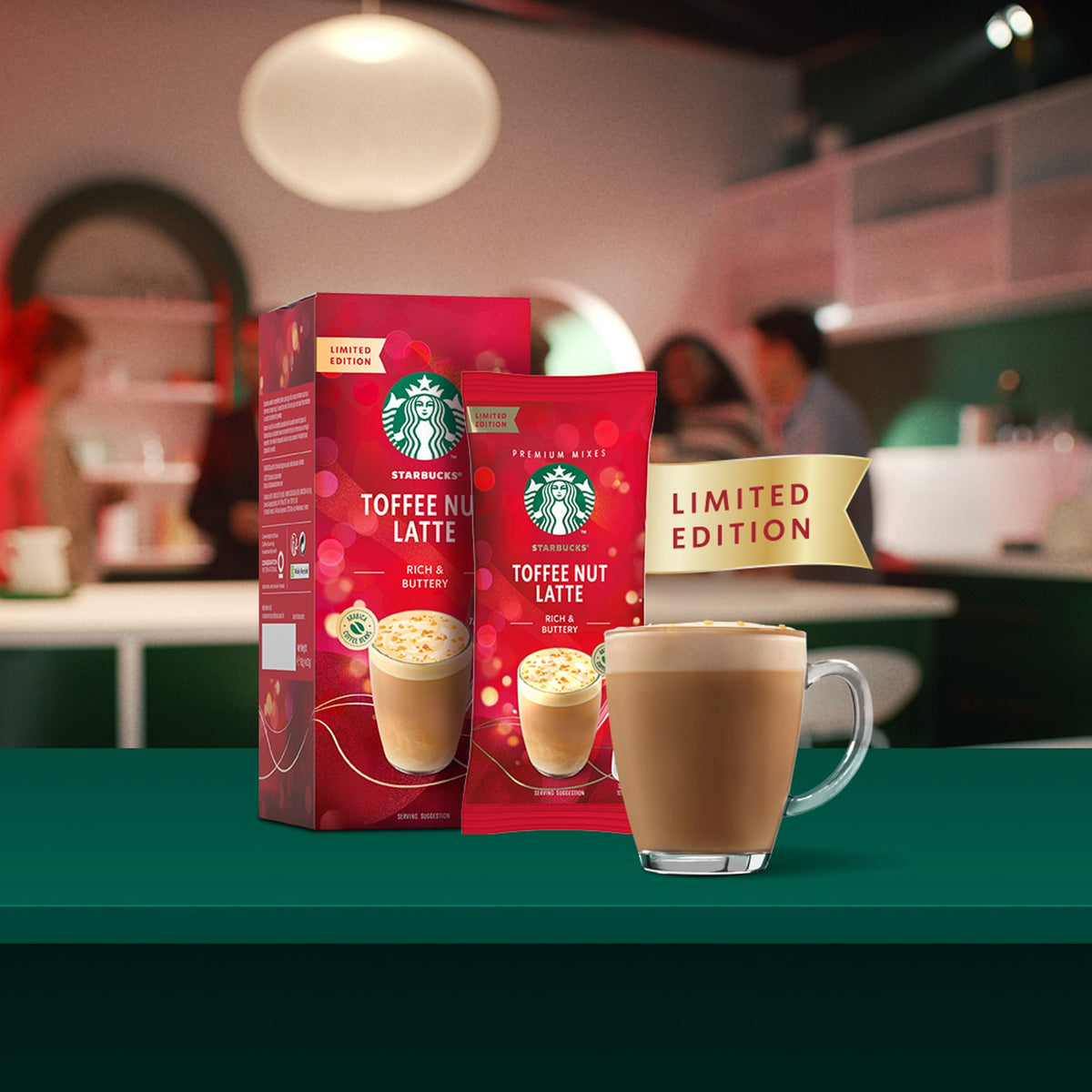 Starbucks Toffee Nut Latte Premium Christmas Instant Coffee Mix 4 Sticks 92g