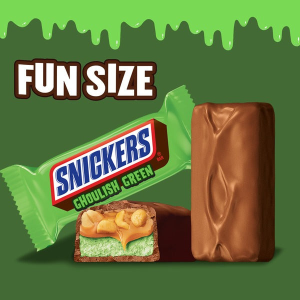 SNICKERS Halloween Treats Fun Size Chocolate Candy Pumpkin Shapes 155g Ghoulish Green 188g