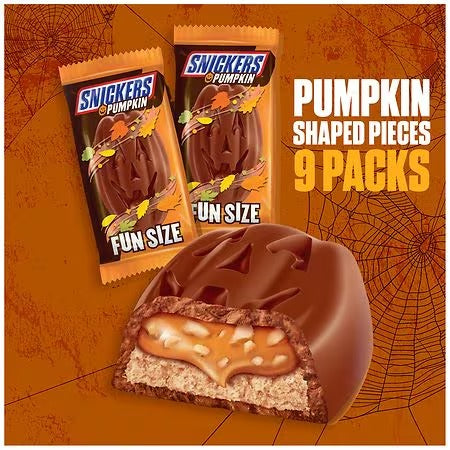 SNICKERS Halloween Treats Fun Size Chocolate Candy Pumpkin Shapes 155g Ghoulish Green 188g