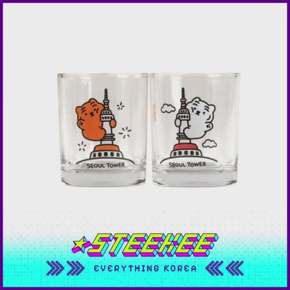 MUZIK TIGER Doughnut Tiger Seoul Tower Soju Shot Glass Cup 60ml Set of 2 by Steekee Korea 2555