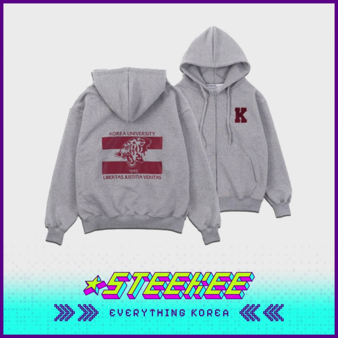 Korea University Souvenir Oversized Grey Unisex Hoodie by Steekee Kore