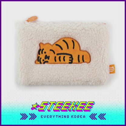 MUZIK TIGER Fuzzy Plush Pouch Case with Zip by Steekee Korea 2595