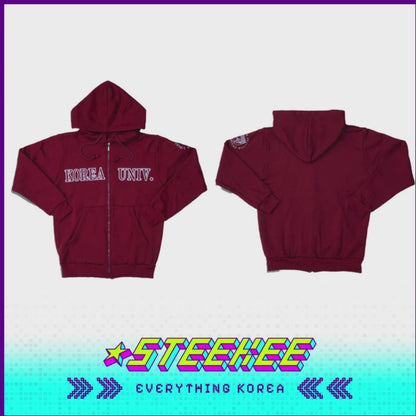 Korea University Red Embroidered Unisex Hoodie by Steekee Korea 2544