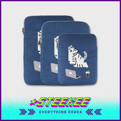 MUZIK TIGER Its Okay White Tiger Laptop Notebook iPad Pouch Sleeve Blue by Steekee Korea 2553