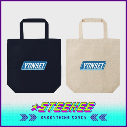 Yonsei University Italic Logo Daily Eco Canvas Tote Bag with Base by Steekee Korea 2517