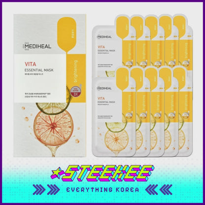 MEDIHEAL Vita Essential Brightening Hydrating Mask Sheet by Steekee Korea 2472